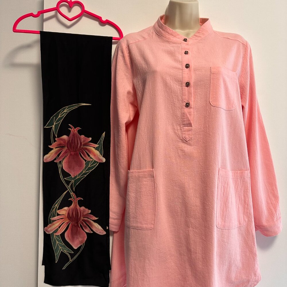 SHIRT DRESS 100% Cotton, FAB FRESH PEACH , Comfy and Versatile